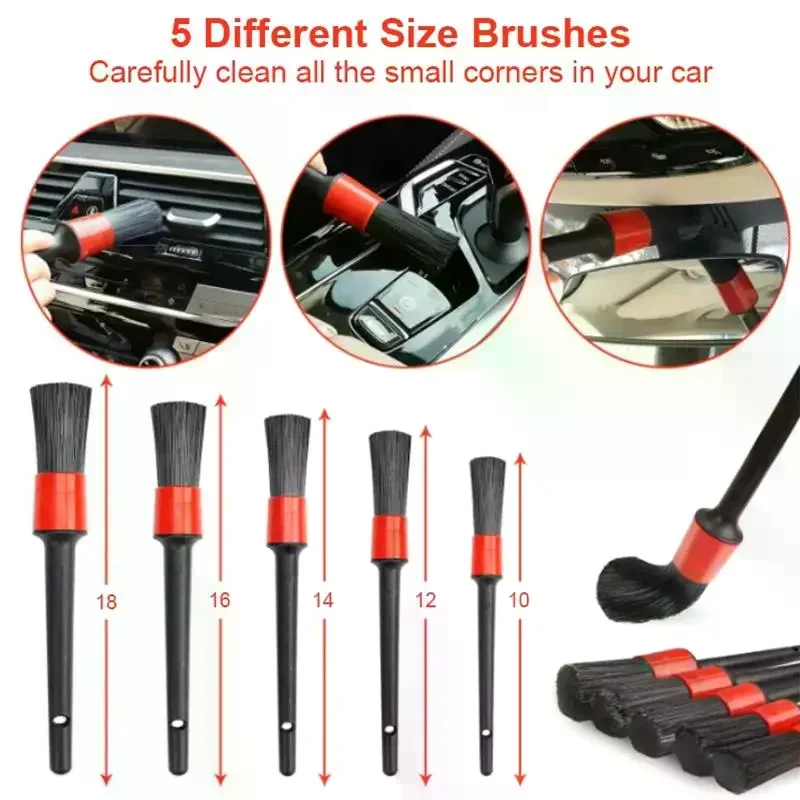 9/10/12Pcs Car Cleaning Brush Universal Detail Brush Interior Tire Wheel Rim Wash Tool Car Grooming