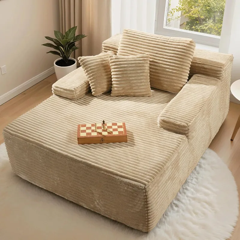 

67'' Chaise Lounge Chair Indoor, Oversized Upholstered Sofa Bed, Sleeper Couch Reading Chairs Fluffy Plush Faux Fur Cloud