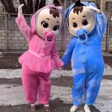 Cute Baby Mascot Costume Cartoon Boy and Girl Mascot Clothing Birthday Party Adult Walking Set Lovely Baby Dressing Plush Props
