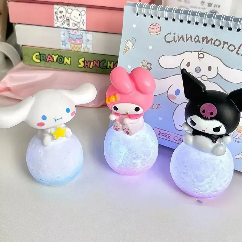 Sanrio Hello Kitty Cinnamoroll Night Light Glowing Children Toy Bedside Lamp Anime Kawaii Cute Children Kid Christmas Gifts