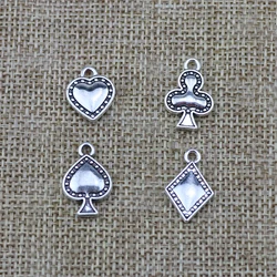 20 Pieces 19*12mm Antique Silver Plated Poker Card Charm For Jewelry Making