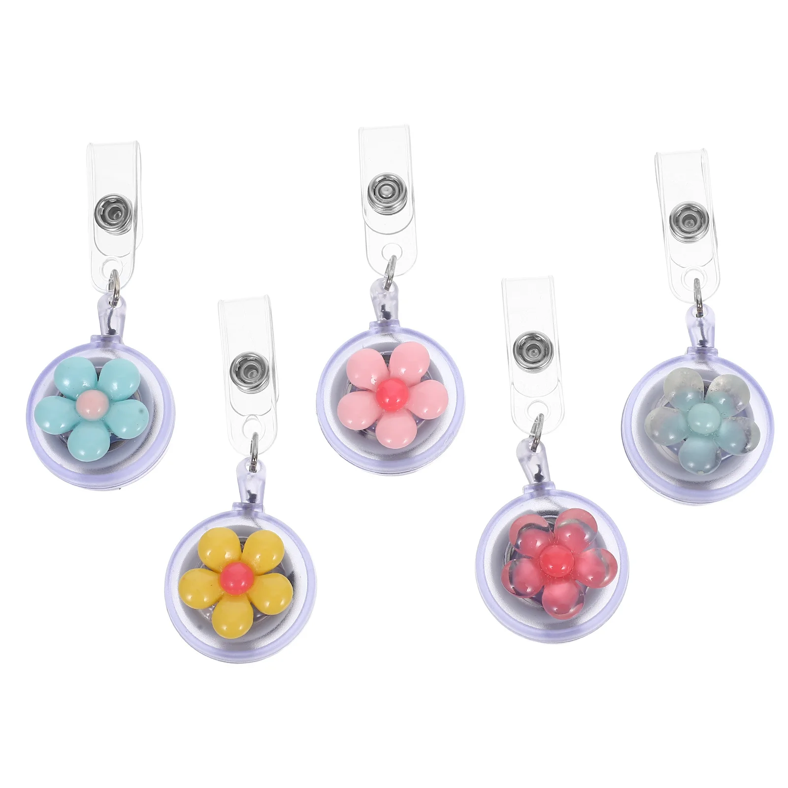 5 قطعة مشبك دوار على شكل زهرة حامل معرف قابل للسحب لموظفي المكتب مطعم خادم اسم العلامة شارة كليب القرطاسية هدية #1