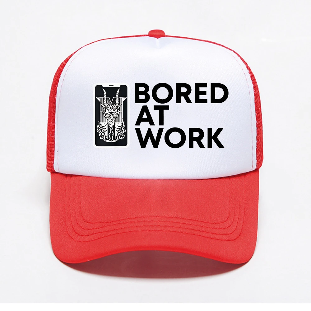 Funny Bored At Work Sarcastic Saying baseball cap Novelty Fashion breathable Sunscreen Hat summer adjustable mesh trucker hats 3