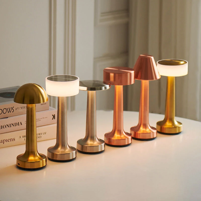 

LED Table Lamp Retro Bar Coffee Rechargeable Touch Sensor Wireless Night Light Restaurant Room Decor Cordless 3 Colors Dimmable