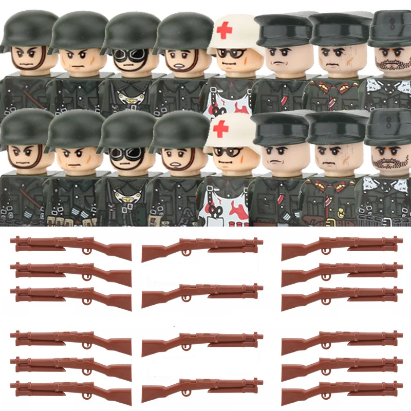 Militär Armee Soldat Figuren Bausteine WW2 Deutsches Medizinisches Korps Zombie Infanterie Waffen Helm Mini Ziegel Kinderspielzeug