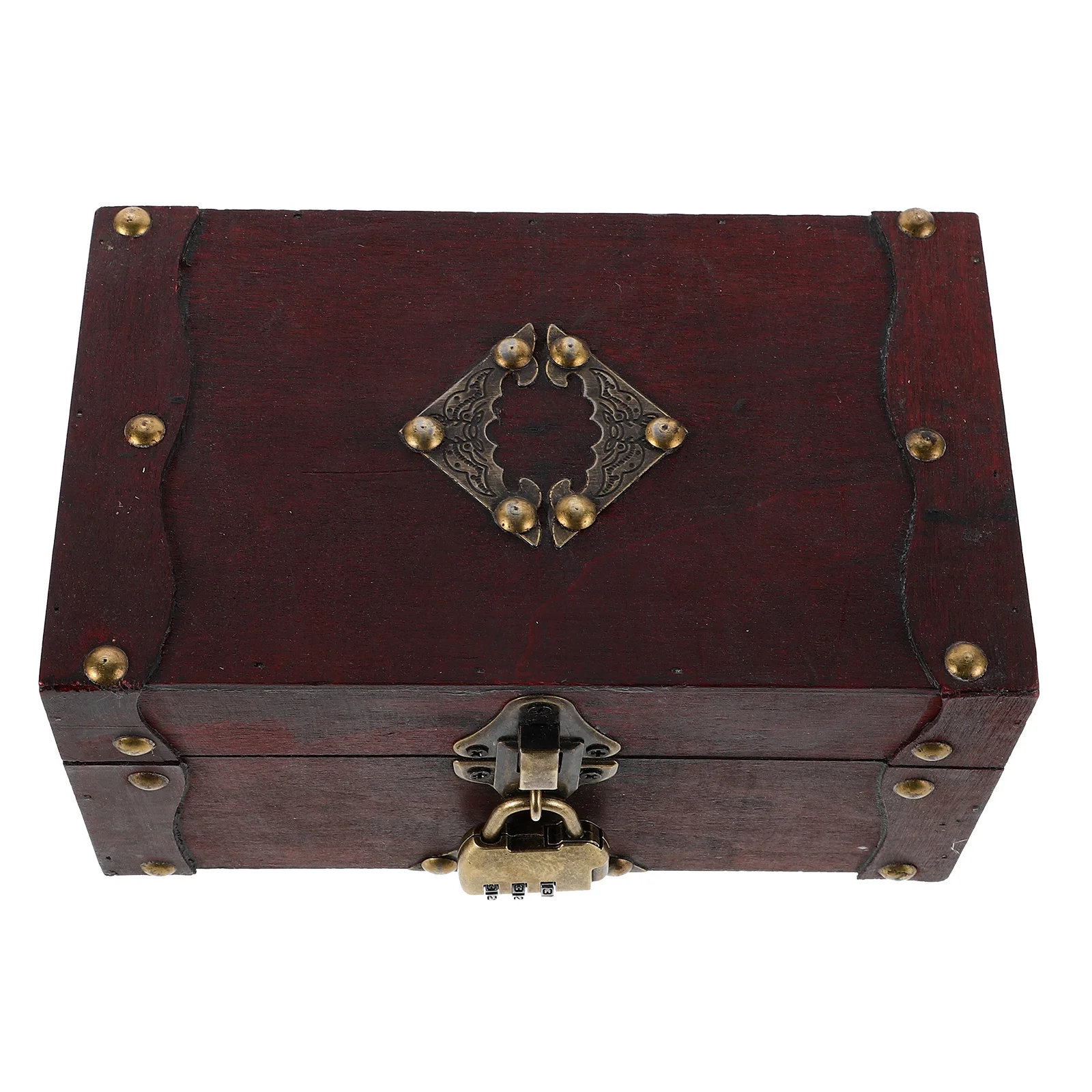 

Vintage Jewelry Box European Retro Square Wooden Lockable Storage Organizer For Women Small Treasure Chest Keepsake Box