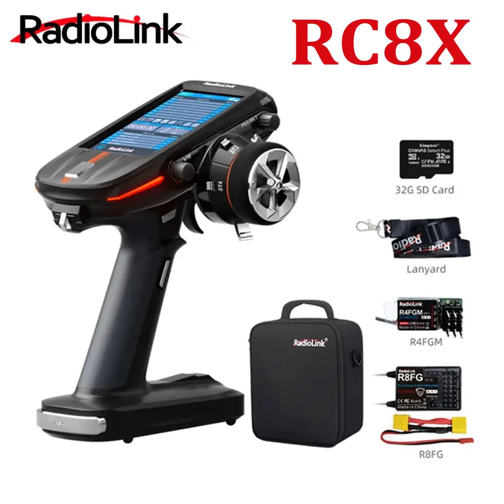 Radiolink RC8X RC Transmitter 2.4G 8 Channels with R8FG&R4FGM Gyro Receiver 4.3in Full Color LCD Touch Screen Remote Controller