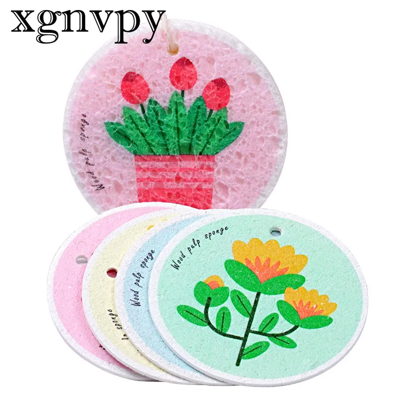 Xgnvpy Wood Pulp Sponge Dish Towel Kitchen Cleaning Sponge Cloth Round Flower Compressed Wood Pulp Cotton Dish Cloth