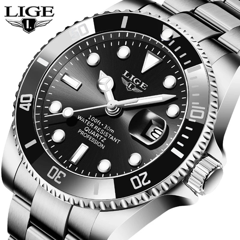 NEW Top LIGE Brand Casual Fashion Watches for Man Sport Military Full Steel Wrist Watch  Luxury Big Men Watch  Relojes Hombre