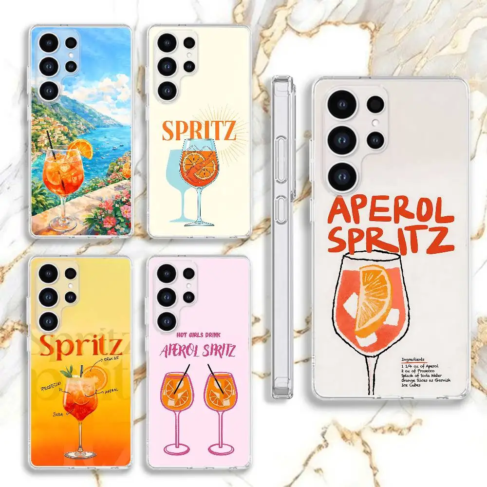 Aperol Spritz Phone Case For Samsung S30,S25,S24,S23,S21,S22,S20,S10,5G,FE,lite,PIus,Ultra Transparent Cover