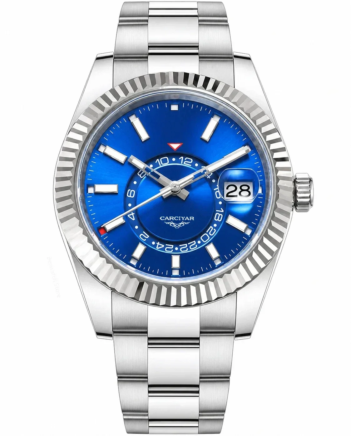 A188 Store 40 mm 904L Stainless Steel Automatic Men's Mechanical Watch with Full Features and World Time
