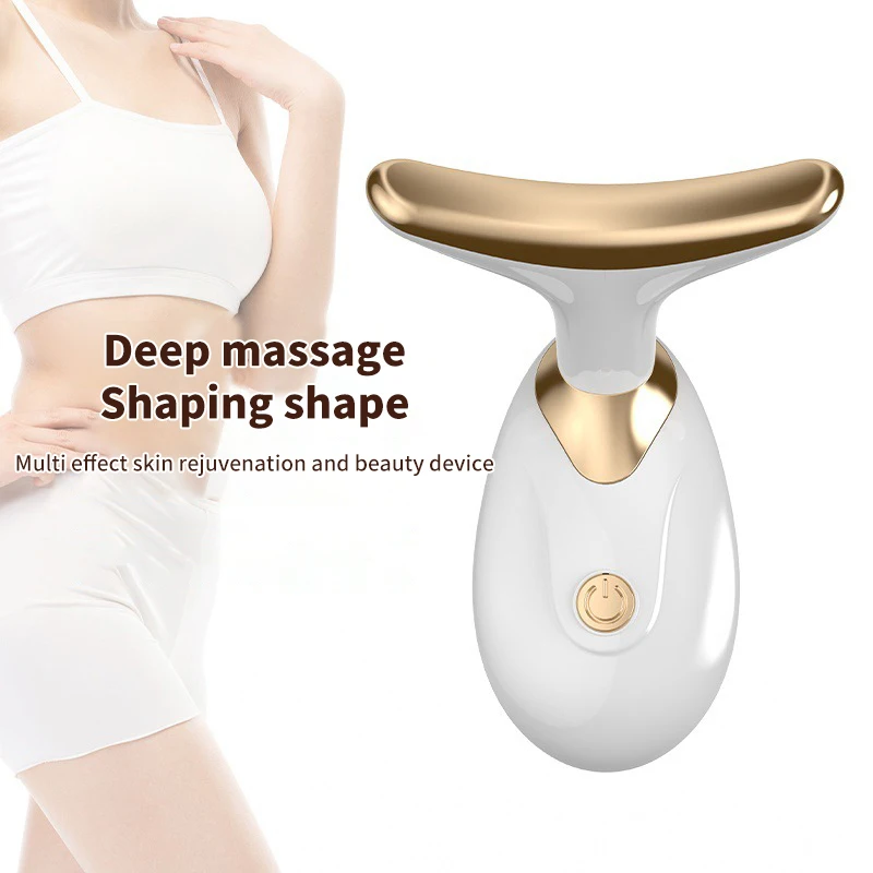 Dispositivi di sollevamento del viso del collo terapia della pelle stringere antirughe LED Photon Neck Massager V-Face Lifting riduce la cura del viso del doppio mento