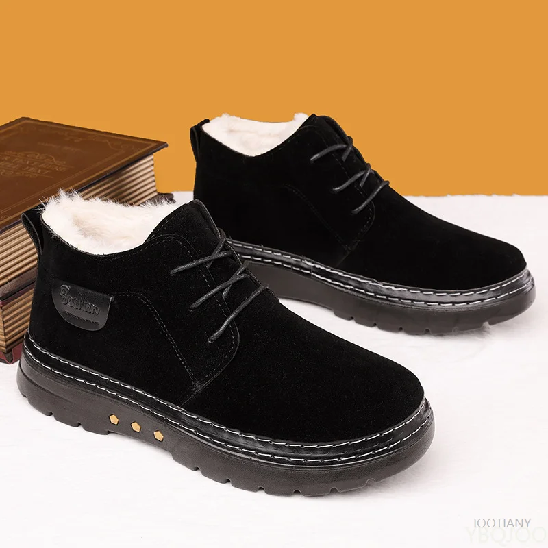 Plus Size Inverno Novo Casual Comfortabele Katoenen Schoenen Rollenspel Antiderrapante Quente Herenschoenen Modo Pluche Herenlaarzen
