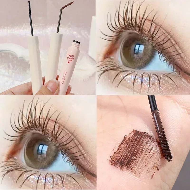 Waterproof Black Brown Mascara Lasting Matte Quick Dry Ultra-fine Brush Lengthening Long-wearing Black Color Mascara Make up