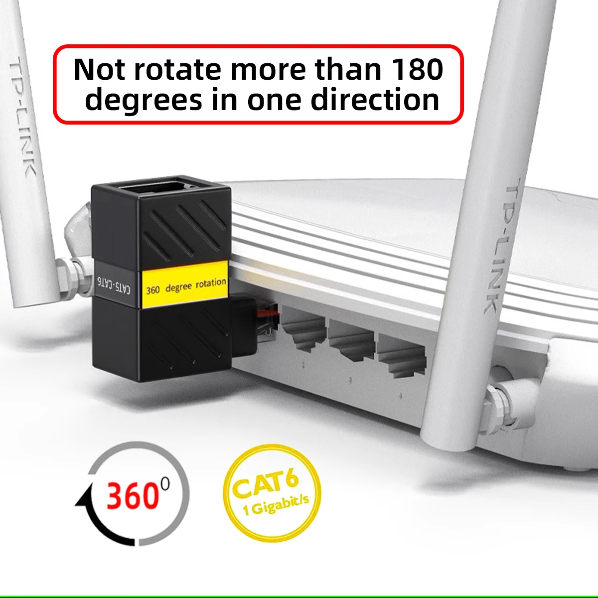 케이블 LAN 이더넷 네트워크용 수-암 회전 어댑터, 1000Mbps CAT6 UTP RJ45 8P8C, 360 도 각도