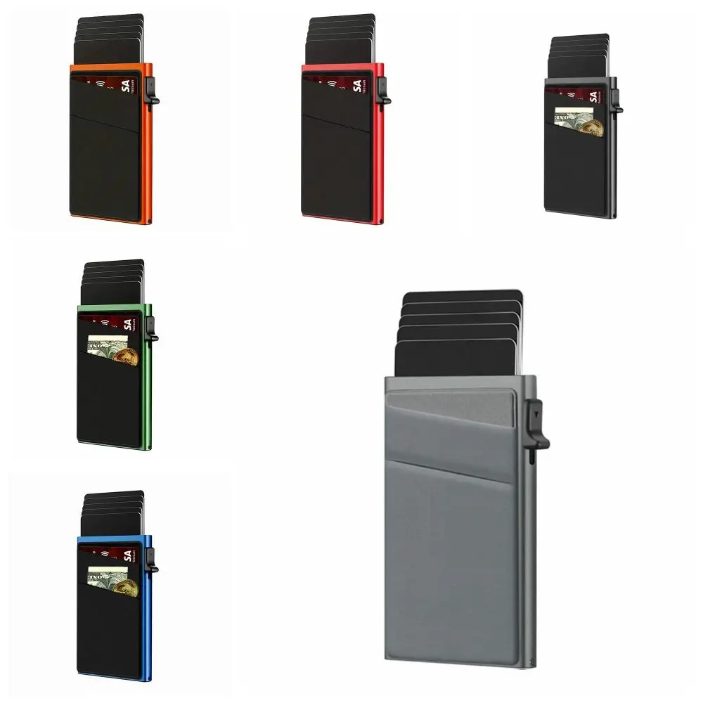 Automatic RFID Anti-Theft Card Holder Screw Reinforcement Metal Box Bottom Men's Card Box Aluminum Alloy Material