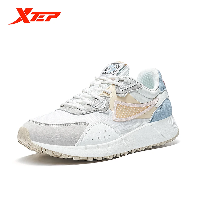 Xtep 70s Women Sneakers Fashion White Shoes Lace Up Sport Shoes Outdoor Jogging Walking Comfortable Casual Shoes 878318320028