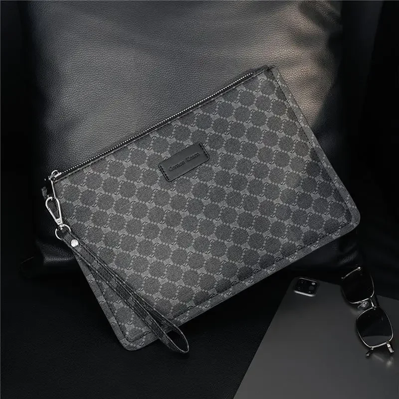 New Simple Plaid Fashion Men\'s Envelope Bag Fashion Men\'s Wrist Bag Ipad Handbag Mobile Phone Bag Casual Men\'s Clutch Bag