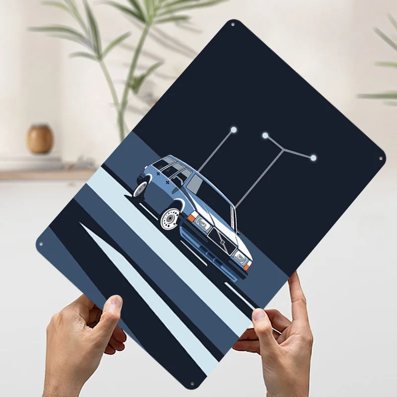 스포츠카 740 포스터 맞춤형 벽 장식 빈티지 금속 간판 레트로 틴 플라크 남성 공간 거실 장식 사무실 장식