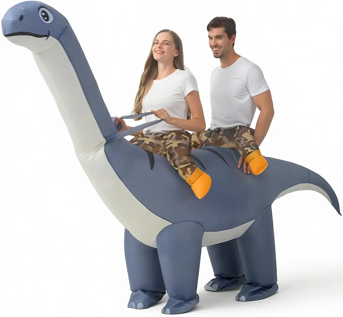 

Inflatable Dinosaur Costume for 2 Adults, Conjoined Diplodocus Halloween Outfit for Couples and Friends