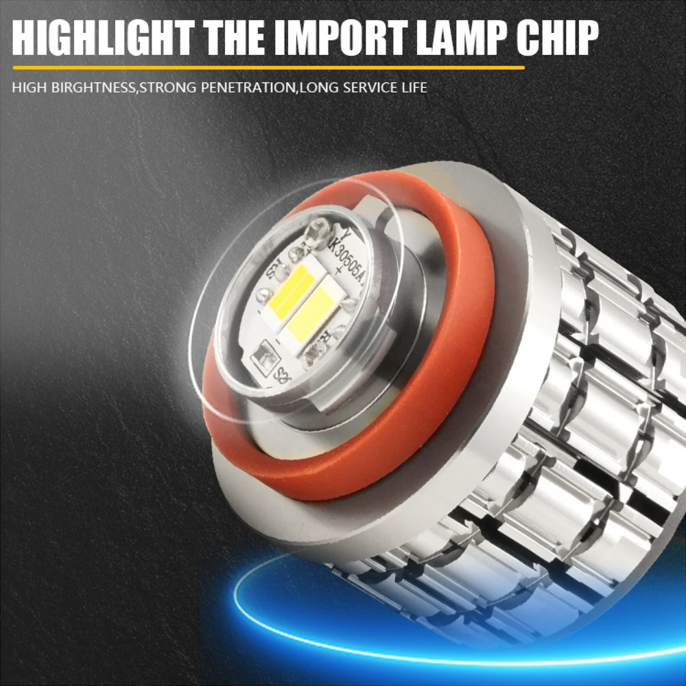 2Pcs 70W High Power L1B LED Fog Lamp with Fans LW5B Reversing Lamp White Yellow Dual Color for Toyota Honda