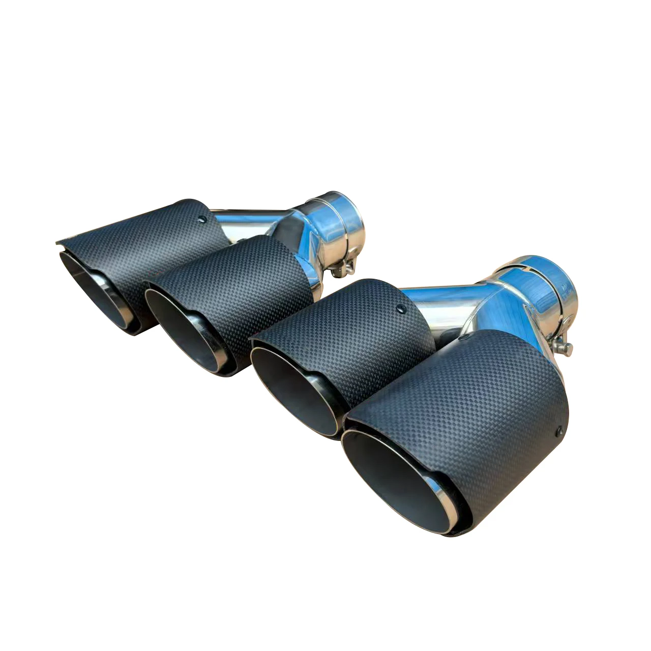 

1Pcs Automotive Universal Carbon Fiber Exhaust Tip Matte Dual Outlet Exhaust Nozzle Stainless Steel Exhaust Throat