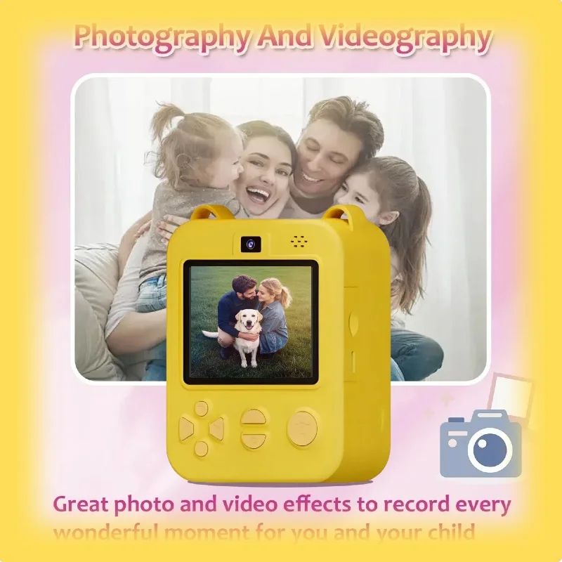 Kids Instant Print Camera Roze Eenhoorn 1080P HD 3s/5s/10s Thermische Printer voor Meisjes Jongens Educatief Speelgoed Verjaardag Kerstcadeau