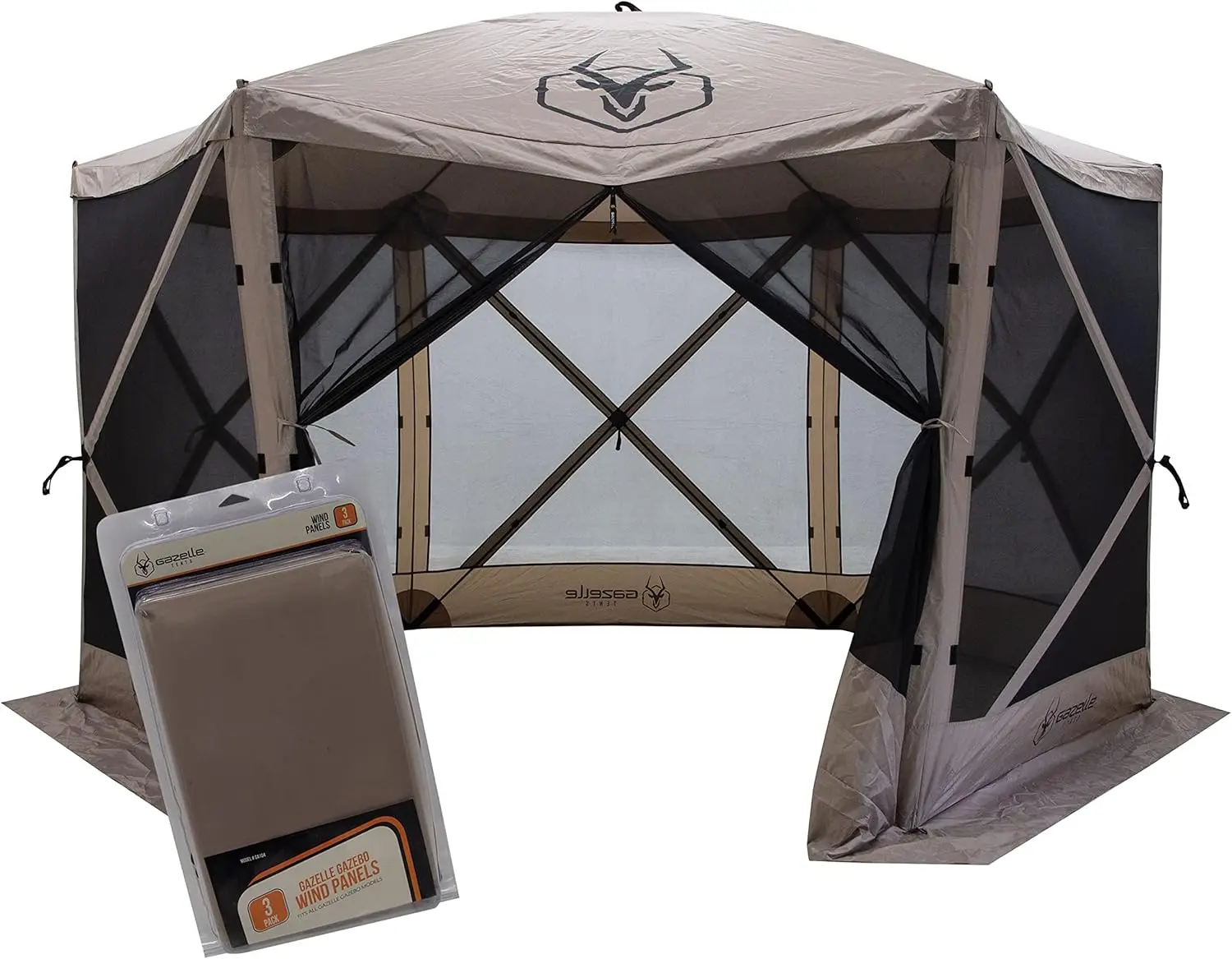 Gazelle Tents™ G6 6-Sided Easy Pop-Up Portable Gazebo Screen Tent, Waterproof, UV-Resistant, Camping and Outdoors Gazebo Day Ten