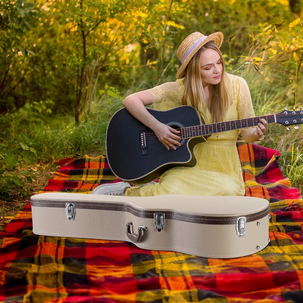 غلاف صلب لجيتار شعبي صوتي مقاس 41 بوصة مع مفاتيح