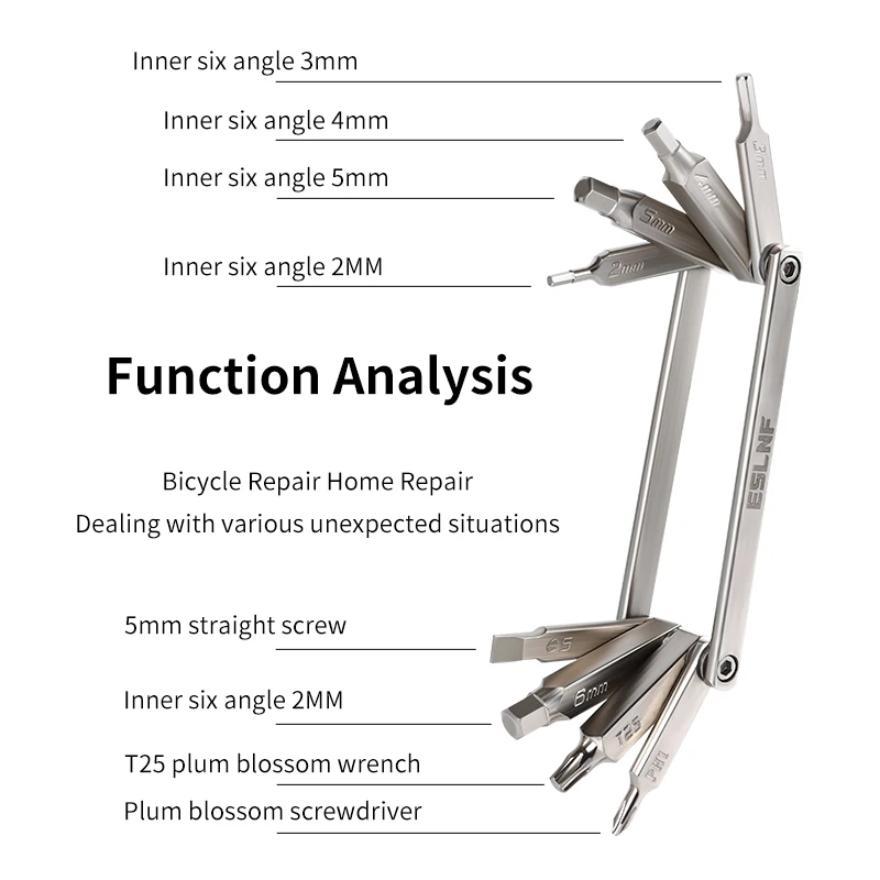 ESLNF 8 in 1 Bicycle Tool Set Portable CR-V Steel Bike Multifunction Repair Kit Hex Wrench Bicycle Repair Tool Kits Bicycle Tool