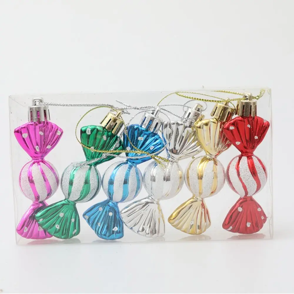 6pcs Portable Plastic Christmas Hanging Decoration Candy Electroplated Xmas Ornament Ball Multicolor Red Gold Xmas Baubles