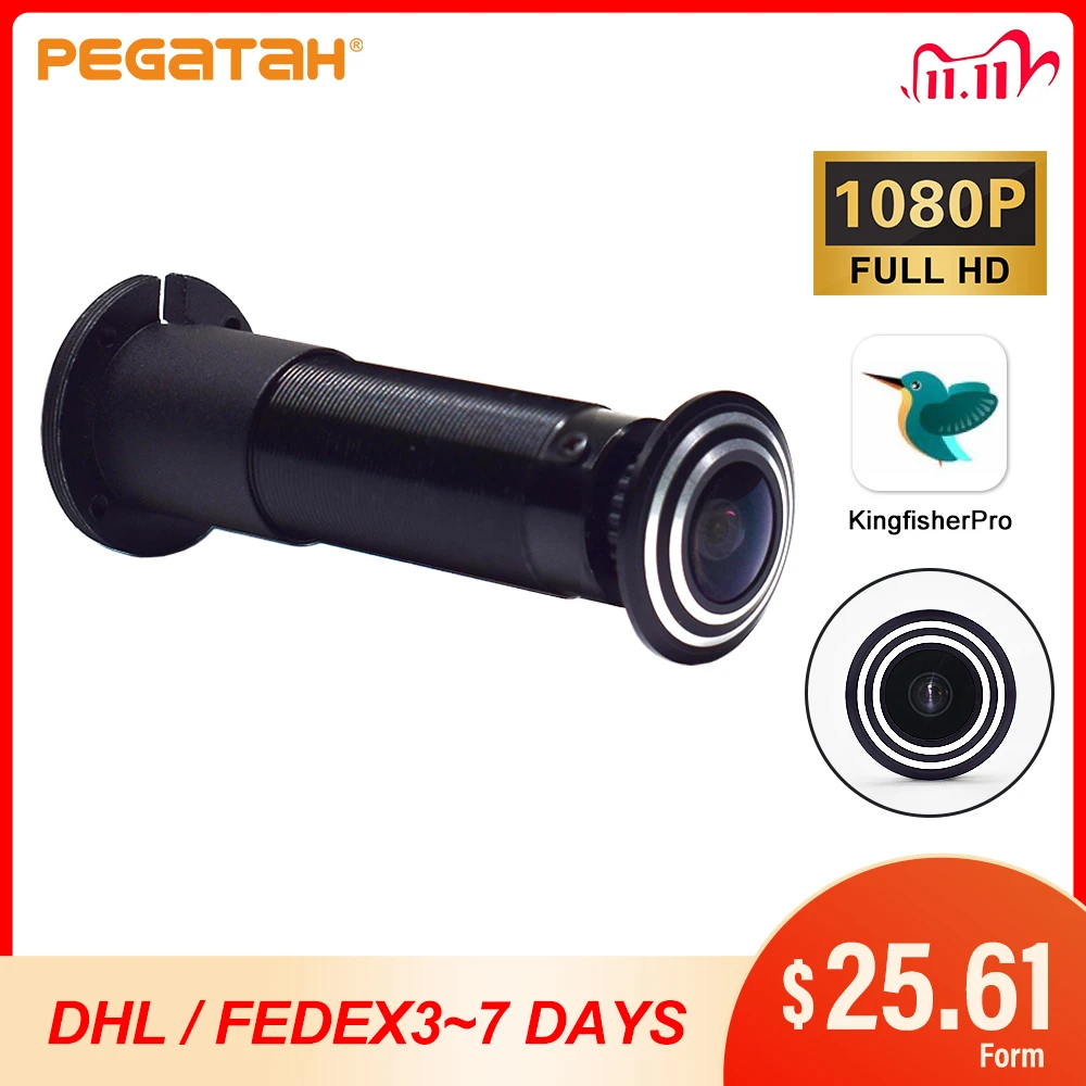 

PEGATAH Door Eye Hole Security 1080P HD 1.66mm Lens Wide Angle FishEye CCTV Network Mini Peephole Door Wifi Camera P2P