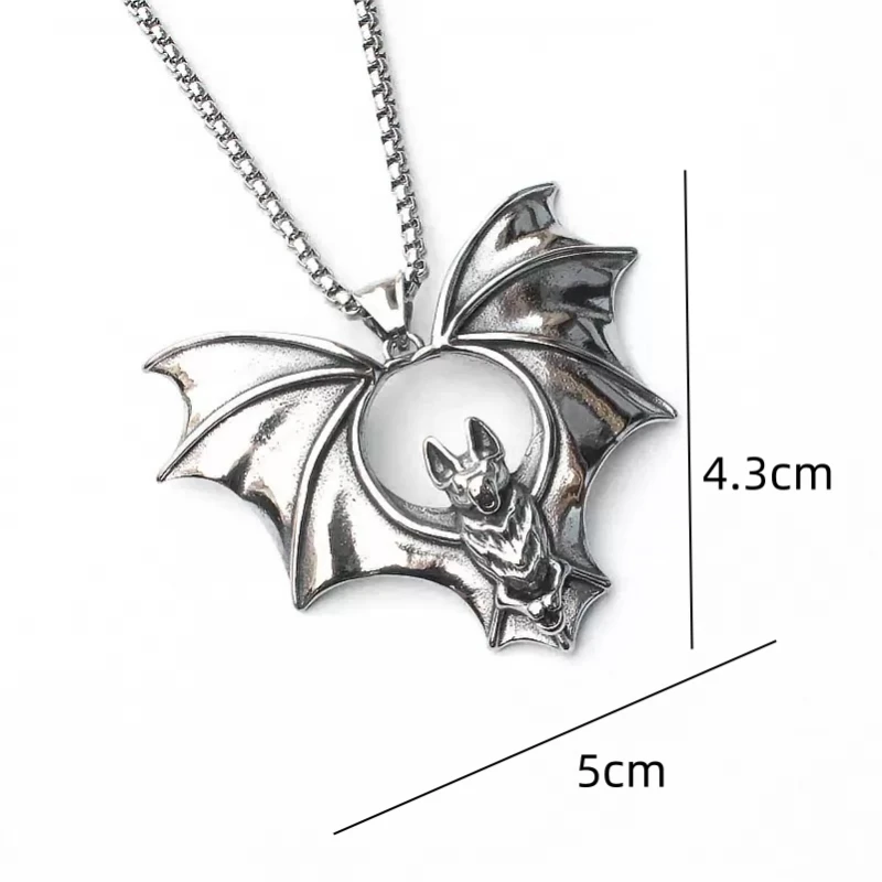 2024 New Fashion Stainless Steel Bat Pendant Necklace for Both Men and Women punk Hip-Hop Style Street Party Necklace Lucky Gift