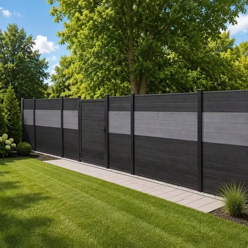 Cheap Easy Install Outdoor Co-Extrusion WPC Privacy Fence Gate with Aluminum Frame Wood Grain 6ft