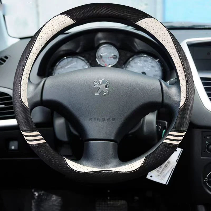 

Carbon Fibre Leather Car Steering Wheel Cover For Peugeot 307 CC 2004-2009 307SW 2004-2009 407 407 SW 2004-2009 Auto Accessories