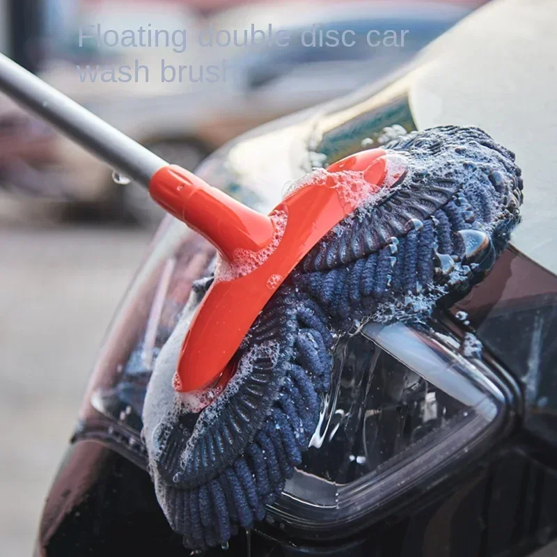 

Car Washing Mop with Rotating Double Brush Head Telescopic Retractable Design Double Layer Car Wash Brush for Easy Cleaning