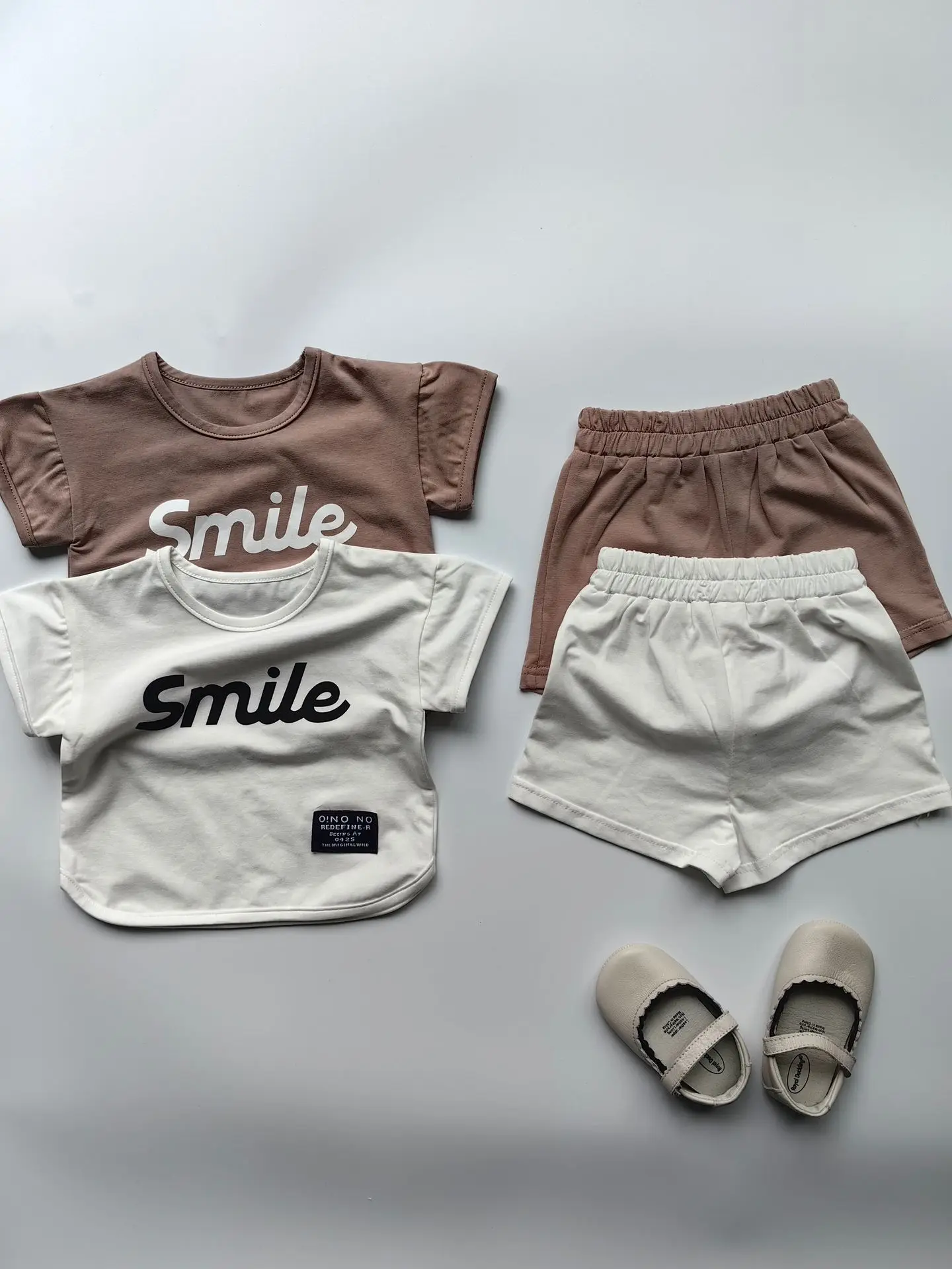 2024 Summer New Baby Short Sleeve Clothes Set Infant Fashion Letter Print Casual Suit Toddler Boy Girl Breathable Shorts Outfits