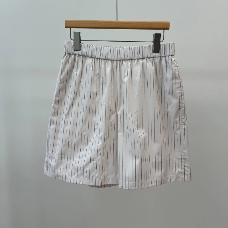 

Summer Wide-leg Striped Cotton Shorts for Women