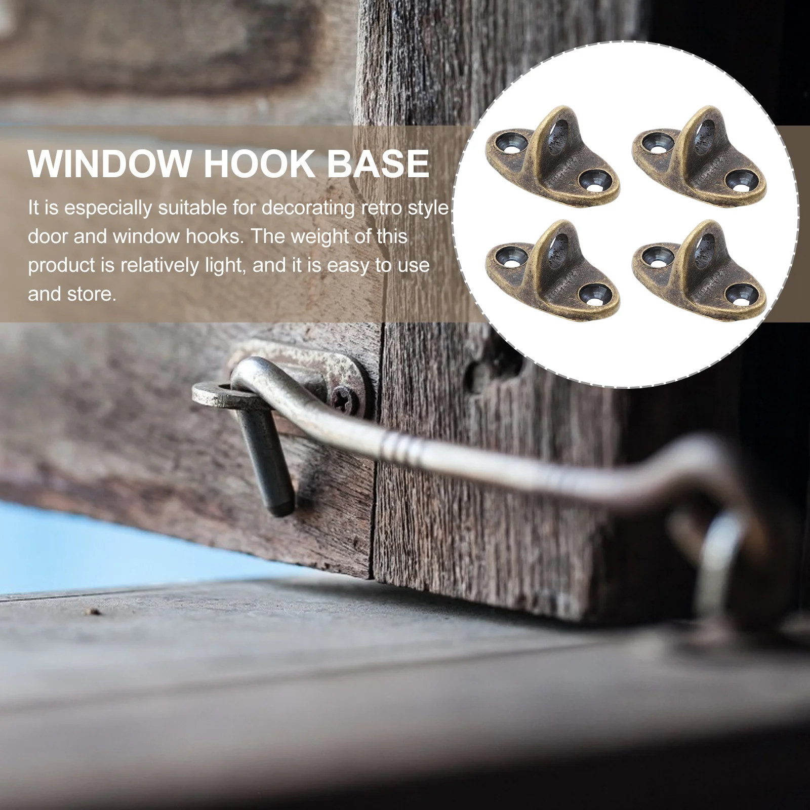 

4pcs Windproof Hook Base Vintage Window Support Pedestal For Home Decor Door Locking Hanging Light Fixture Rust Resistant
