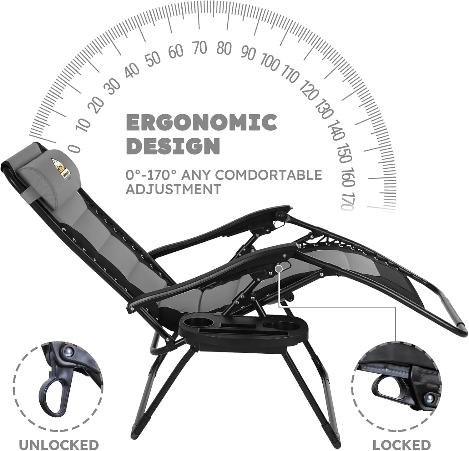 كرسي صالة مبطن كبير الحجم بدون جاذبية، كراسي قابلة للطي مضادة للجاذبية، كرسي عشب قابل للطي يدعم 350 رطلًا #4