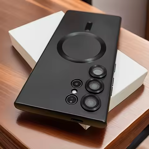 Luxury Magnetic Wireless Charging Matte Phone Case For Samsung Galaxy S25 Edge S24 Ultra S23 FE S21 Plus Shockproof Soft Cover