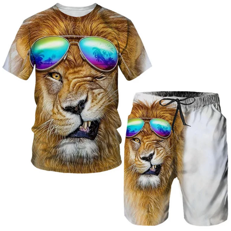 

Мужской комплект из 2 предметов, футболка свободного покроя и шорты с коротким рукавом