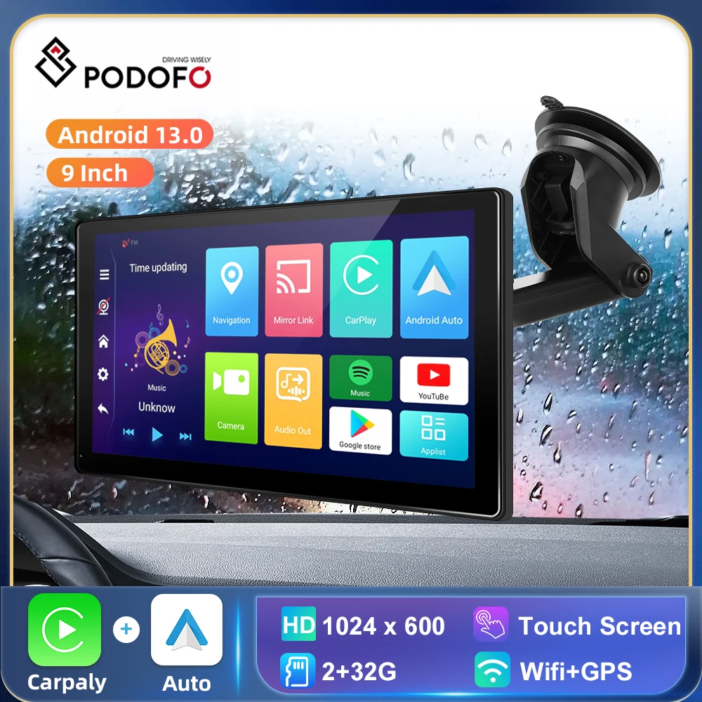 Podofo Universal 2+32GB Car Radio 9'' Multimedia Wireless Video Player CarPlay Android Auto For VW Nissan Car Toyota Touch Audio