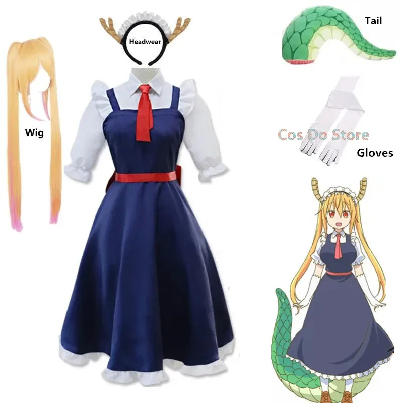 

Anime Toru Cosplay Costume Dragon Maid Dress With Wig Tail Accessories Halloween Carnival Costumes