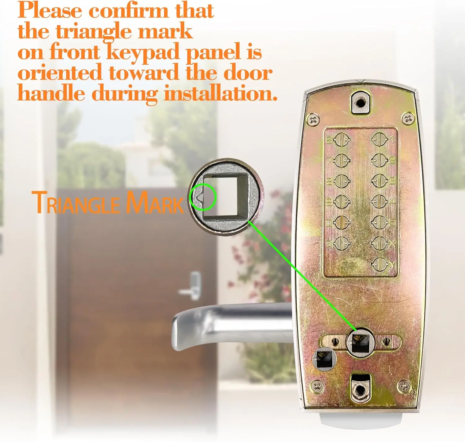 ZZZ-قفل باب الدخول الميكانيكي، 14 لوحة مفاتيح رقمية، مسمار ديدبولت مقاوم للطقس مع مقبض، قفل أمان خارجي عالي التحمل بدون