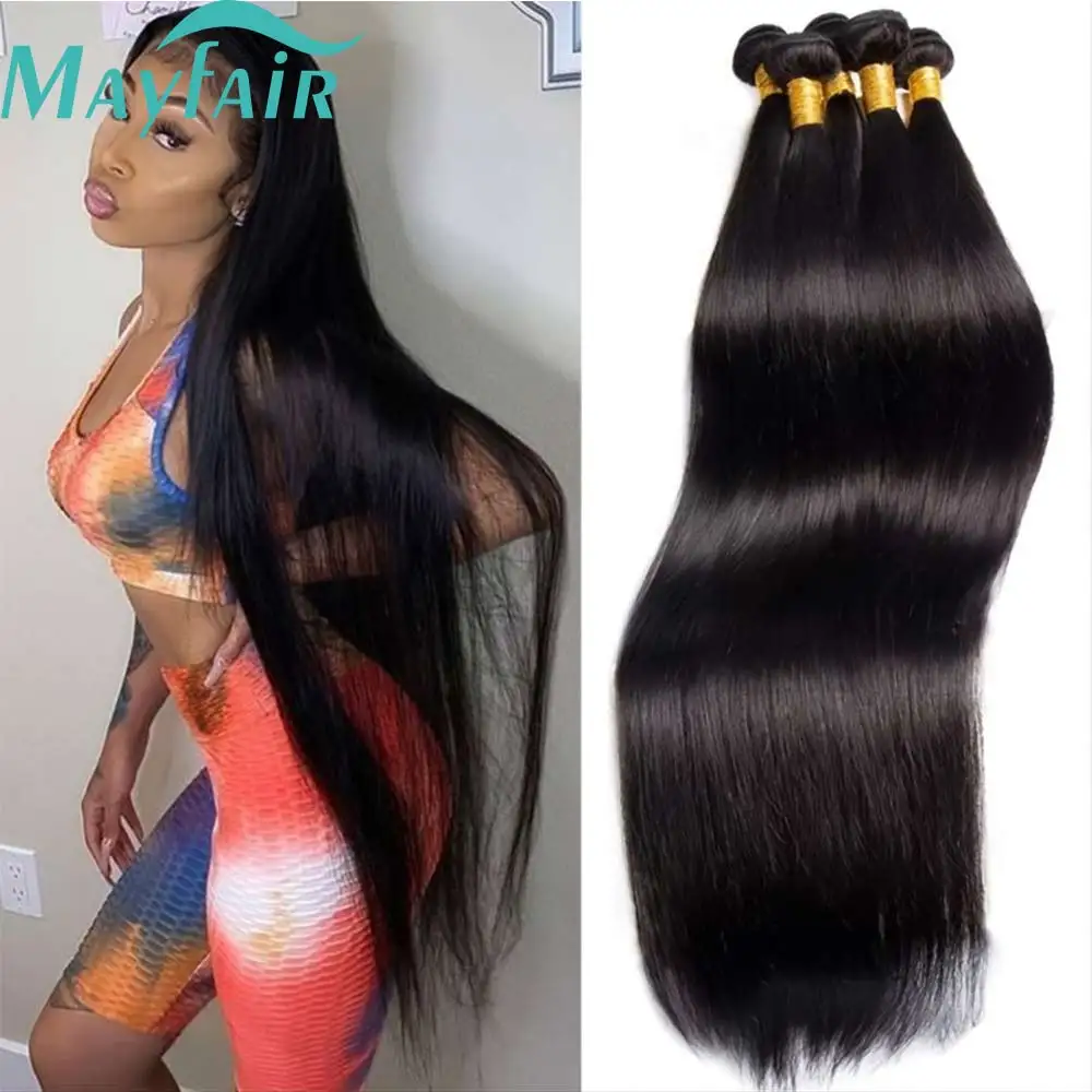 

Mayfair Brazilian Hair Bundles Straight Human Hair Weave Bundles Remy Hair Extension Natural Black 8-32 Inches 1/3/4Pcs 12A