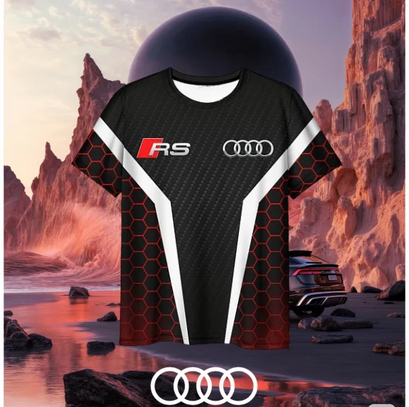 

Новинка 2025 года, топ для гоночного мотоцикла, дышащая футболка для занятий спортом на открытом воздухе Audi, летняя мужская повседневная спортивная уличная футболка с короткими рукавами