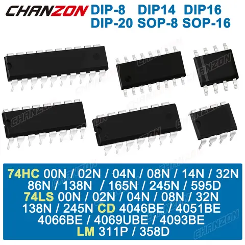 10PCS Lm358 74hc595 74hc165 74ls04 Cd4051 74hc14 74ls08 74ls00 74ls02 Circuito Integrato Driver Del Motore IC Amplificatore Operazionale