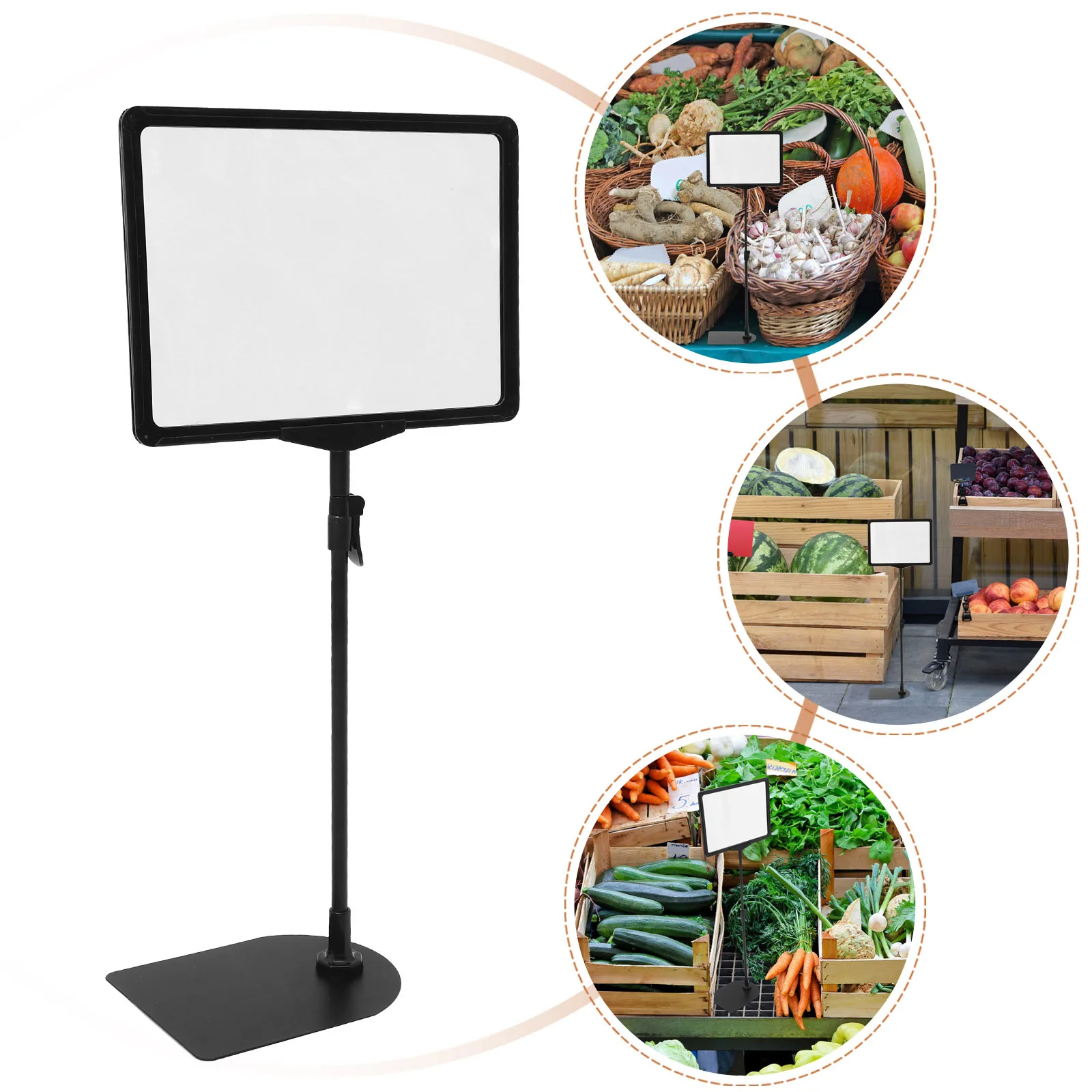 حامل بطاقة عرض السعر مقاس A4 قابل للسحب وقابل للمسح للفواكه والخضروات، رف إمداد من البلاستيك القوي من الفولاذ المقاوم للصدأ في السوبر ماركت