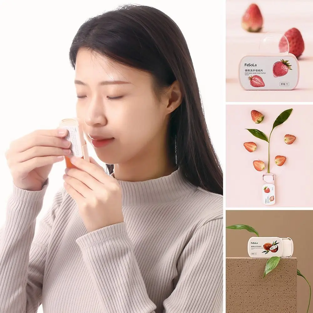 100 Slice Travel Supplies Strawberry Portable Hand Care Cleaning Disposable Hand Washing Paper Soap Scented Soap Papers